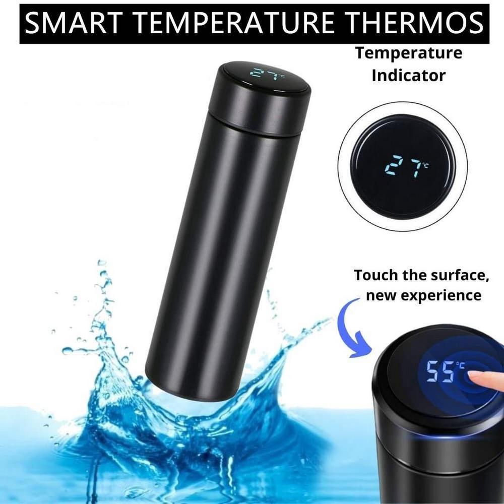 Smart Digital Thermos Bottle 500ml Stainless Steel Black