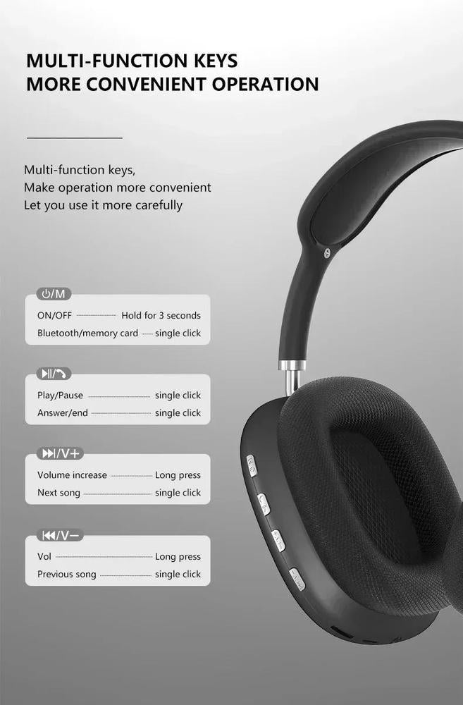 P9 Wireless Headphones Bluetooth 5.3 RGB Color Options