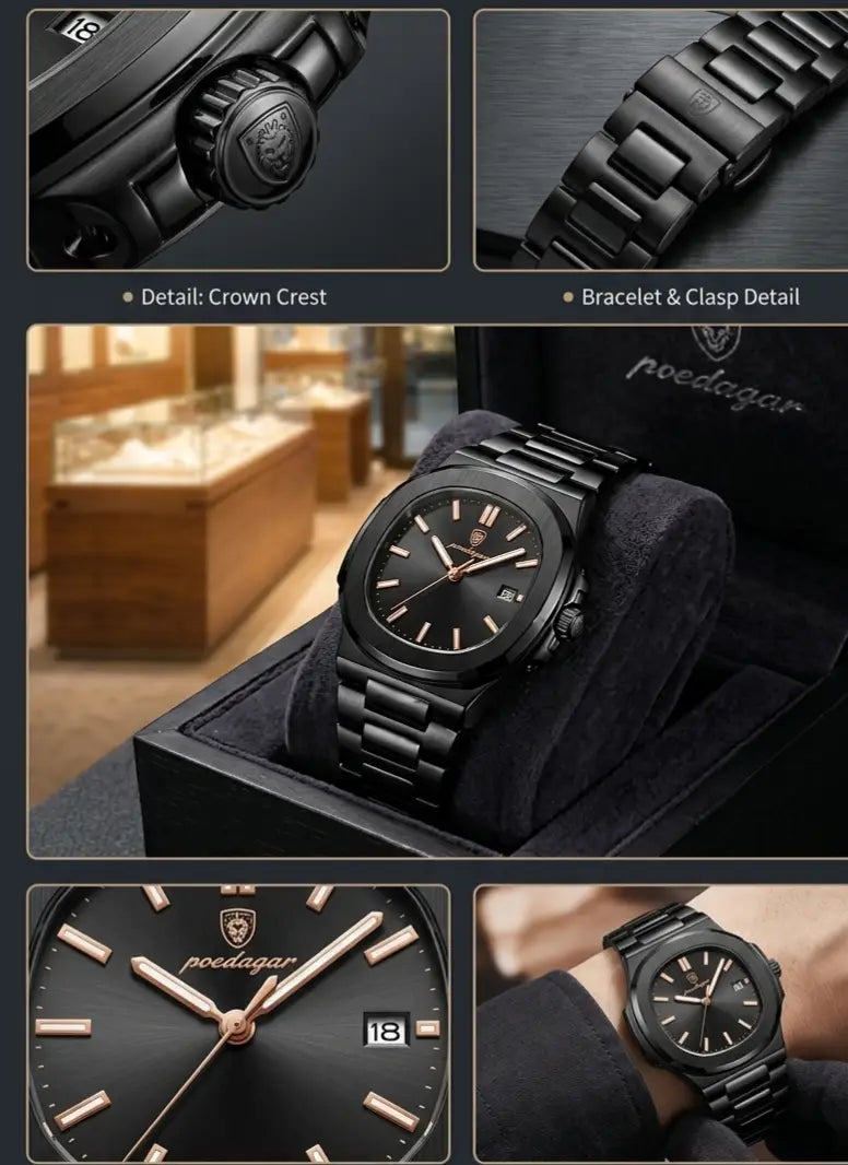 POEDAGAR Luxury Man's Quartz Wristwatch