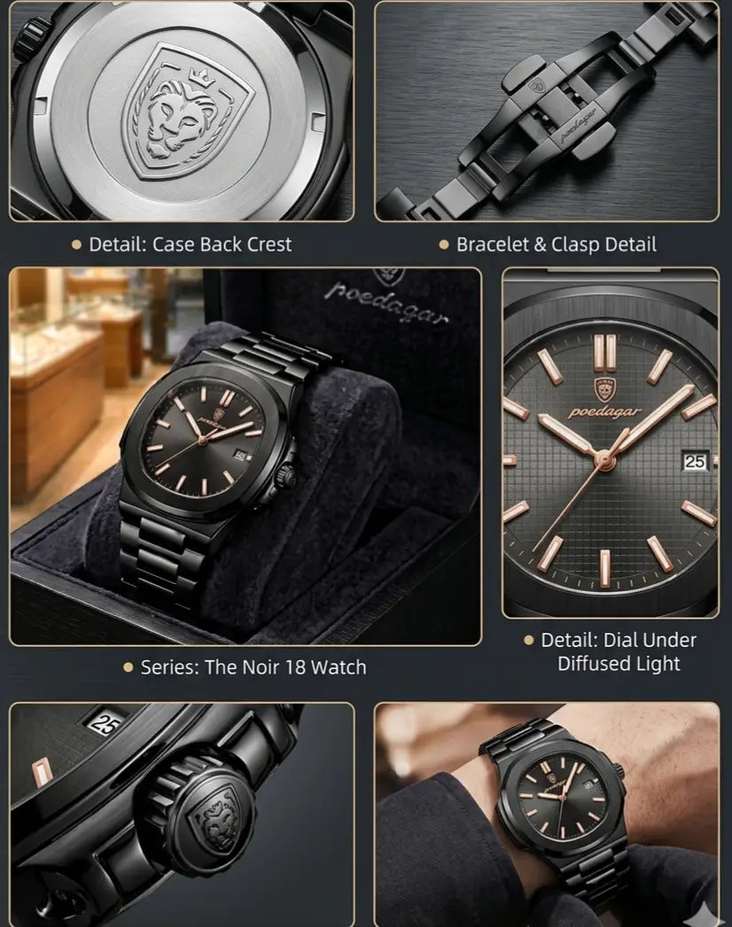 POEDAGAR Luxury Man's Quartz Wristwatch